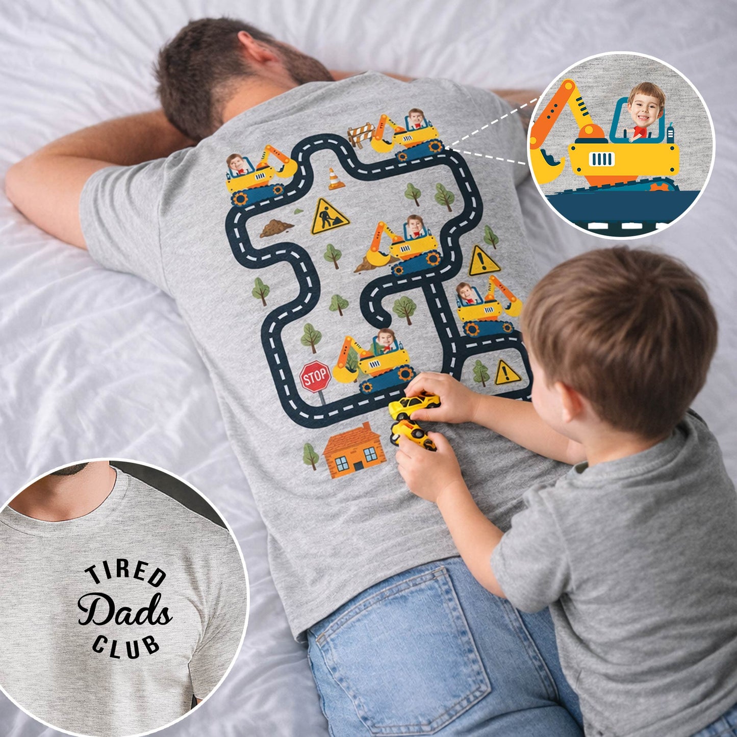 Father's Day Gifts, Tired Dads Club Construction Car Track Massage Funny Father Day Gifts For Dad - Personalized Shirt