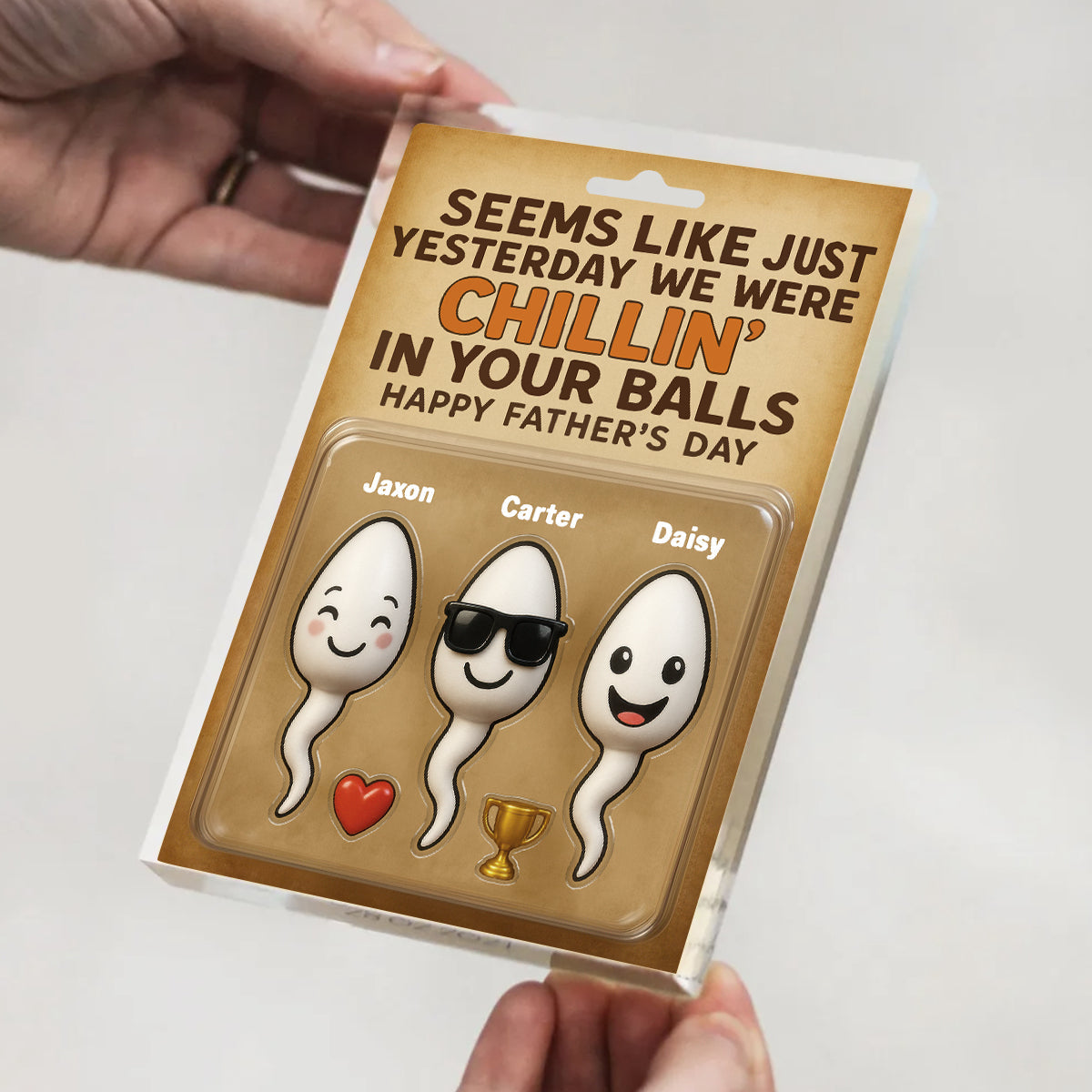 Seems Like We Were Chilling in your Balls Just Yesterday Dad, Customer Figure Personalized Acrylic Block Plaque,  Gift for Dad, Gift for Husband