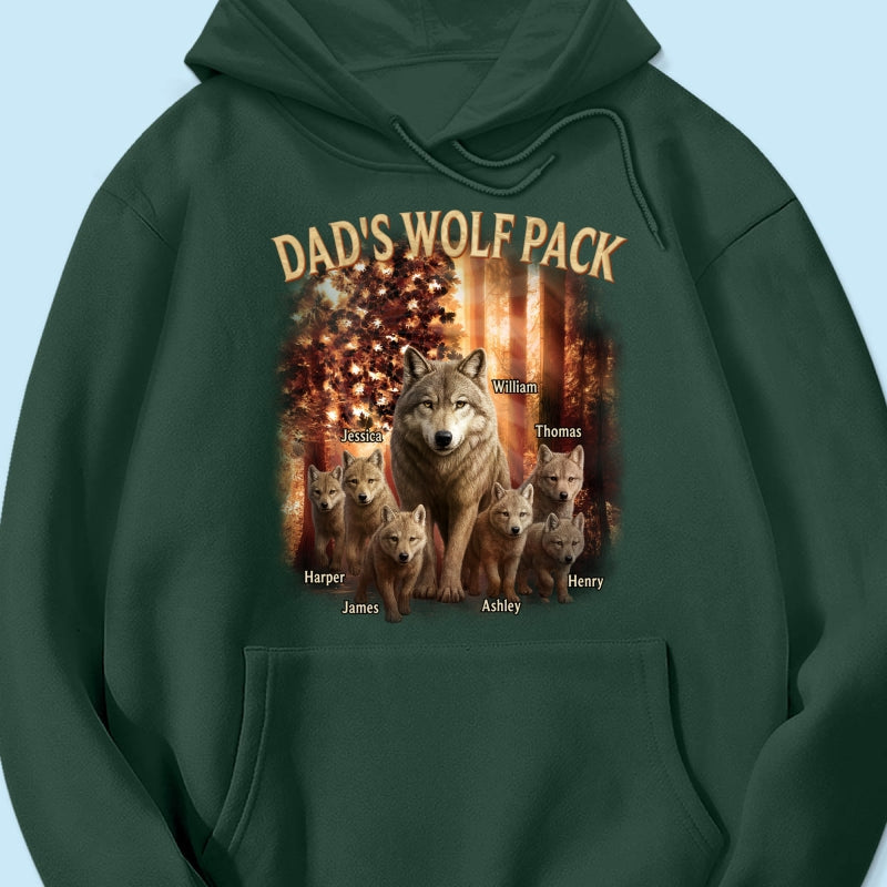 Dad's Wolf Pack Nation Flag Forest Personalized Shirt| Coolest Father's Day Gift For Dad, 4th of July Shirt