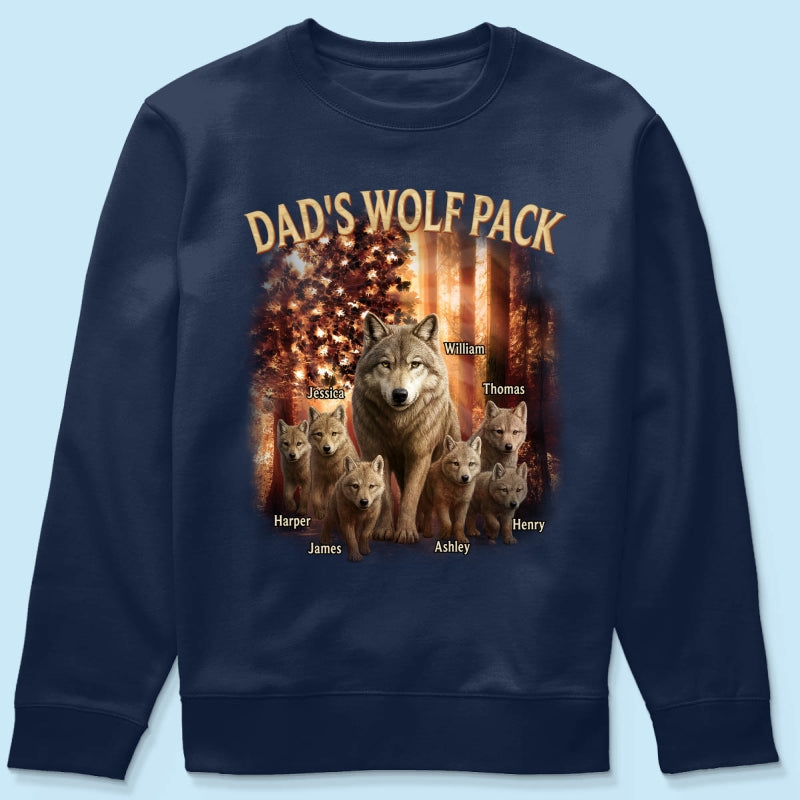 Dad's Wolf Pack Nation Flag Forest Personalized Shirt| Coolest Father's Day Gift For Dad, 4th of July Shirt