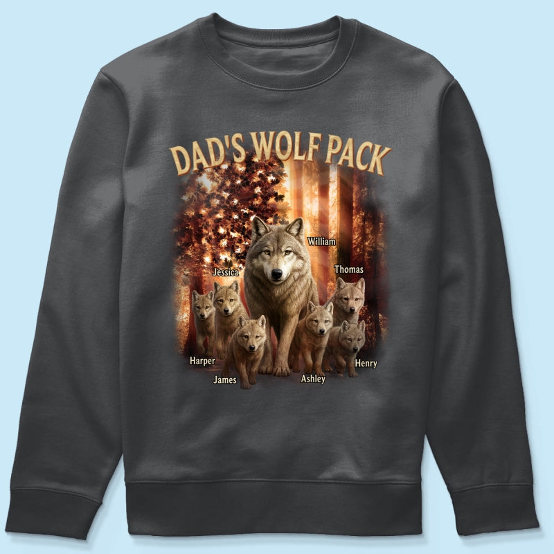 Dad's Wolf Pack Nation Flag Forest Personalized Shirt| Coolest Father's Day Gift For Dad, 4th of July Shirt