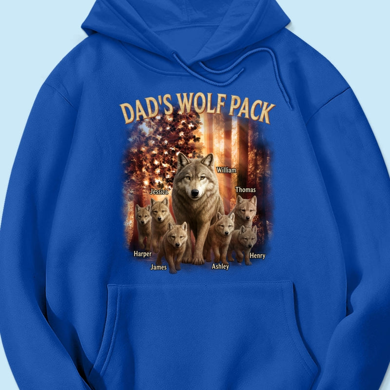 Dad's Wolf Pack Nation Flag Forest Personalized Shirt| Coolest Father's Day Gift For Dad, 4th of July Shirt
