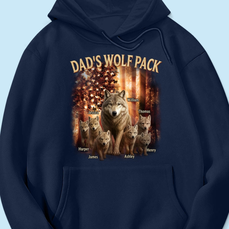 Dad's Wolf Pack Nation Flag Forest Personalized Shirt| Coolest Father's Day Gift For Dad, 4th of July Shirt