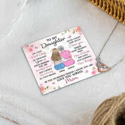 To My Daughter On Your First Day Of Freshman - Personalized Infinity Heart Necklace