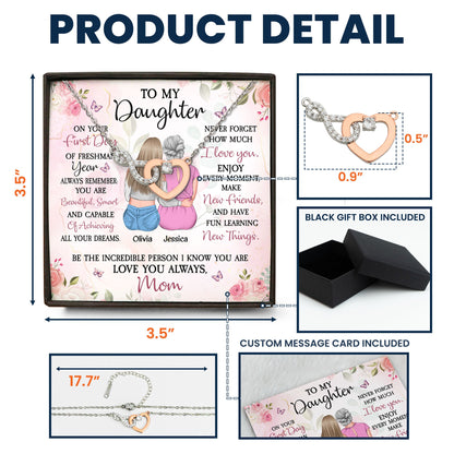 To My Daughter On Your First Day Of Freshman - Personalized Infinity Heart Necklace
