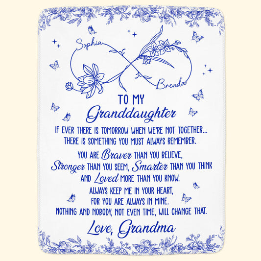 To My Granddaughter Infinity Birth Flower - Personalized Blanket