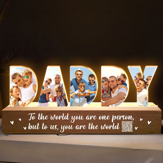 Father's Day Gifts, To The World You're A Person To Our Family You Are The World - Personalized Photo LED Night Light