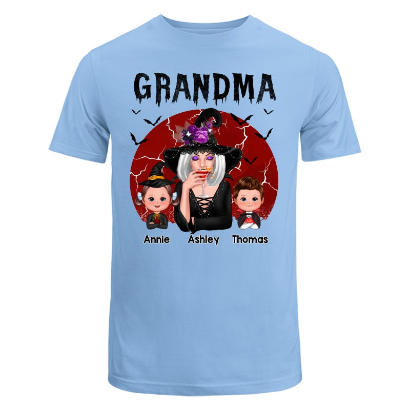 Halloween Cracked Moon Grandma With Grandkids Personalized Shirt