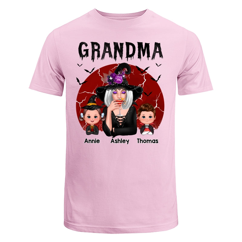 Halloween Cracked Moon Grandma With Grandkids Personalized Shirt