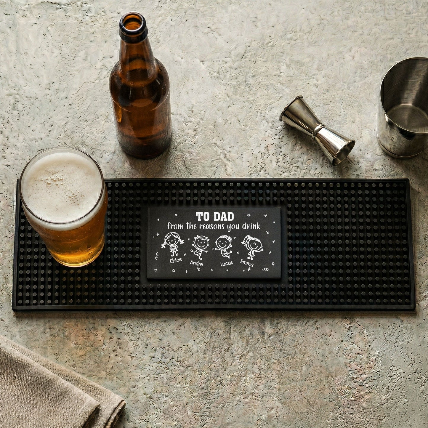Father's Day Gifts, To Dad, Papa From The Reason You Drink - Personalized Bar Mat