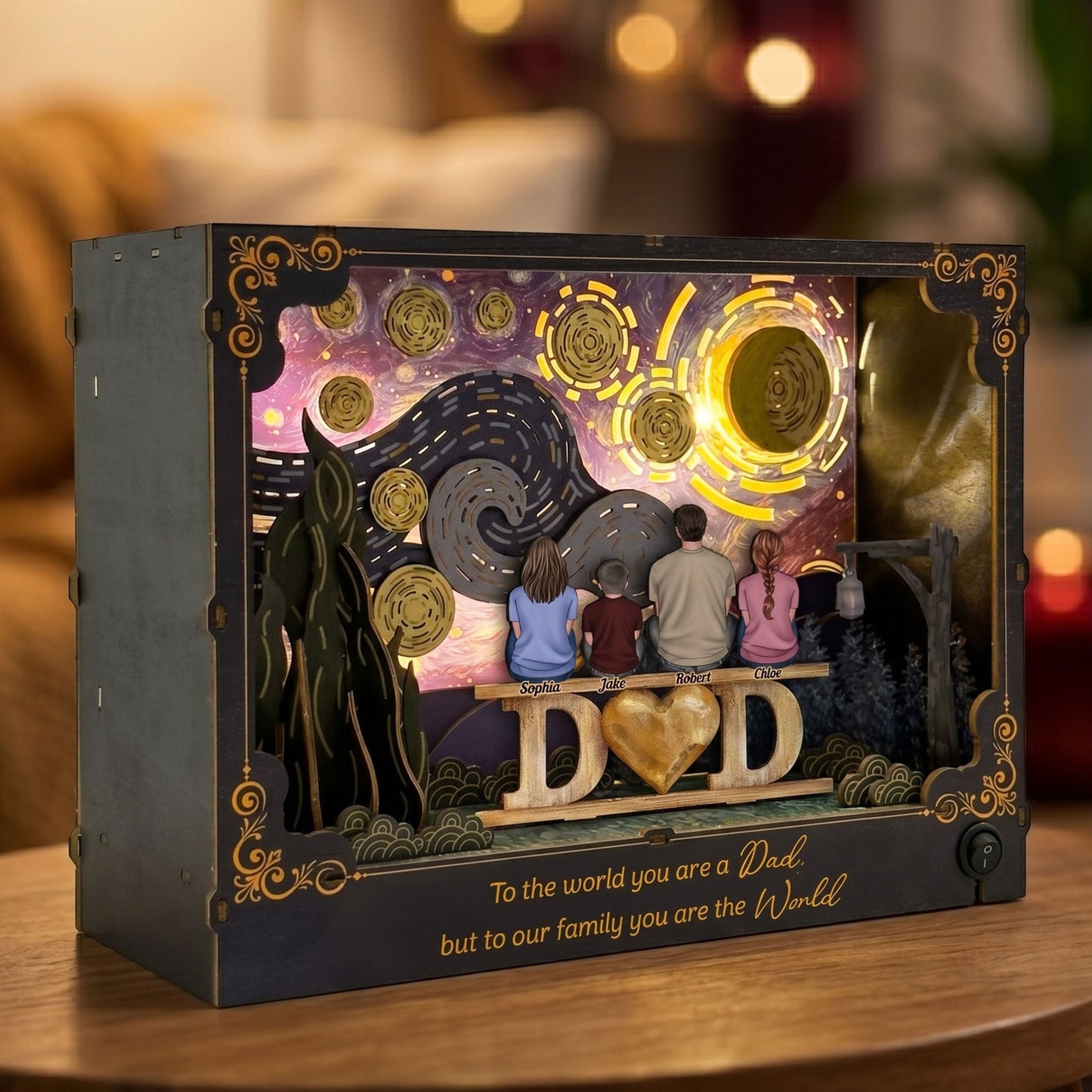 Father's Day Gifts, To Our Family You Are The World Father's Day Gift For Dad, Husband - Personalized DIY Book Nook Kit