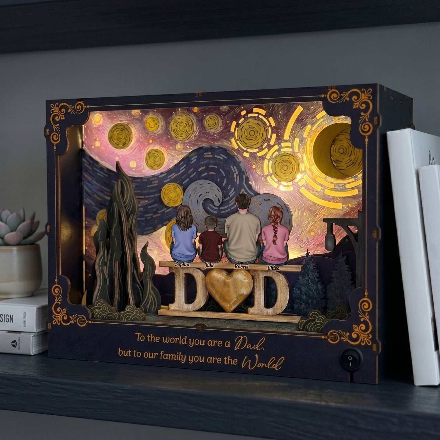 Father's Day Gifts, To Our Family You Are The World Father's Day Gift For Dad, Husband - Personalized DIY Book Nook Kit