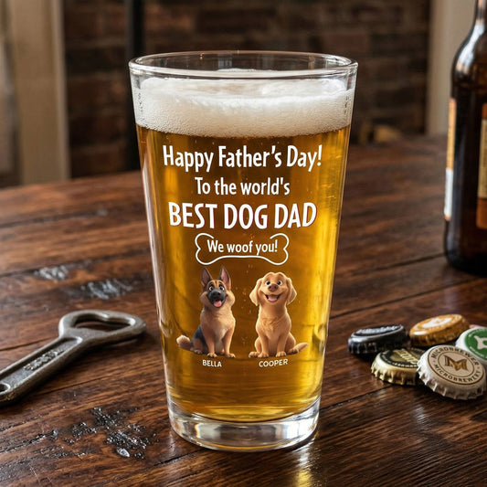 Father's Day Gifts, To The World's Best Dog Dad - Personalized Beer Glass