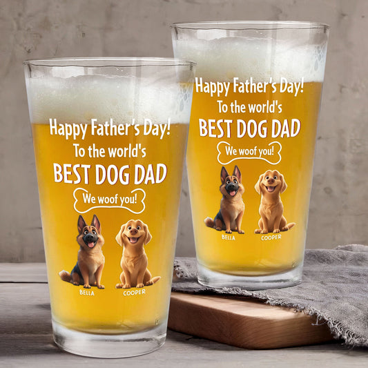 Father's Day Gifts, To The World's Best Dog Dad - Personalized Beer Glass
