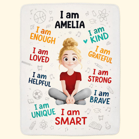 I Am Affirmation For Kid - Personalized Blanket