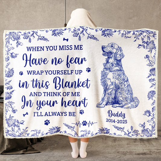 Toile De Jouy Dog Memorial Gift For Dog Mom - Personalized Wearable Blanket Hoodie