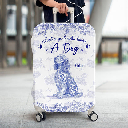 Toile De Jouy Just A Girl Who Loves Dogs Custom Breeds - Personalized Luggage Cover