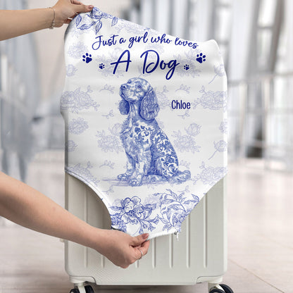 Toile De Jouy Just A Girl Who Loves Dogs Custom Breeds - Personalized Luggage Cover