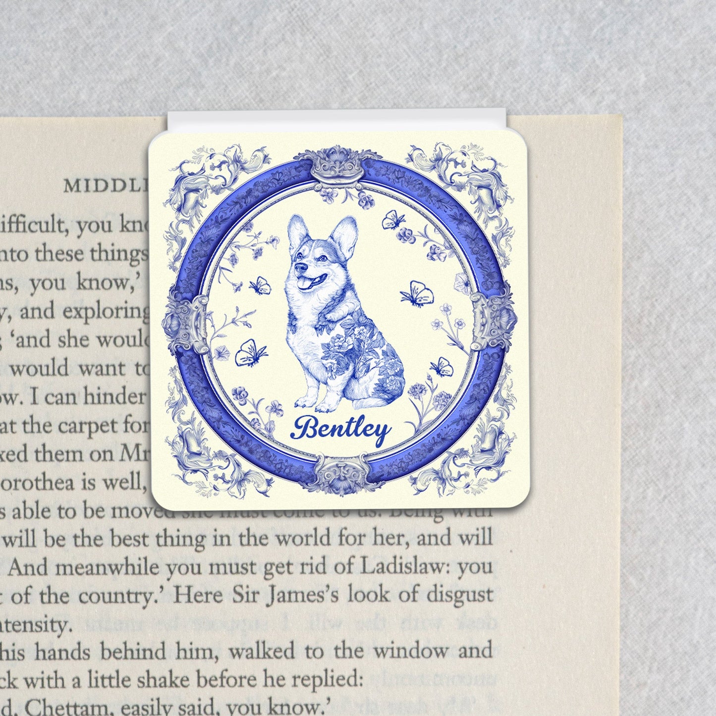Toile De Jouy Pet Lovers Vintage Style - Personalized Magnetic Bookmark