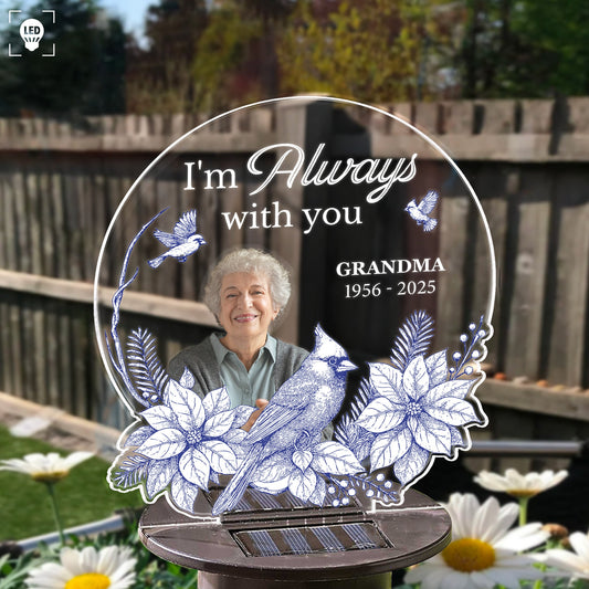 Toile De Jouy Style Memorial I'm Always With You - Personalized Photo Solar Light