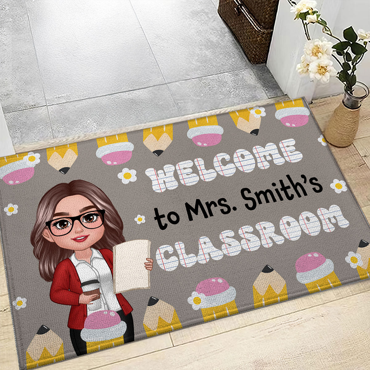 Classroom Decoration Welcome To Teacher Classroom Pencil Personalized Doormat
