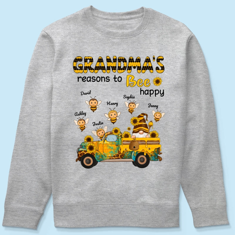 Gnome Grandma's Reasons to be Happy Personalized Sweatshirt, Cozy Fall Sweatshirt for Grandma