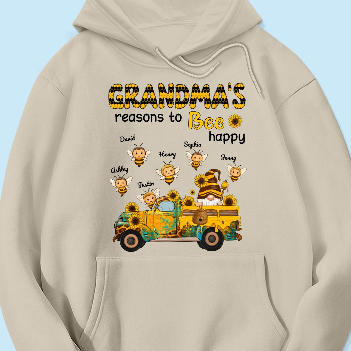 Gnome Grandma's Reasons to be Happy Personalized Sweatshirt, Cozy Fall Sweatshirt for Grandma