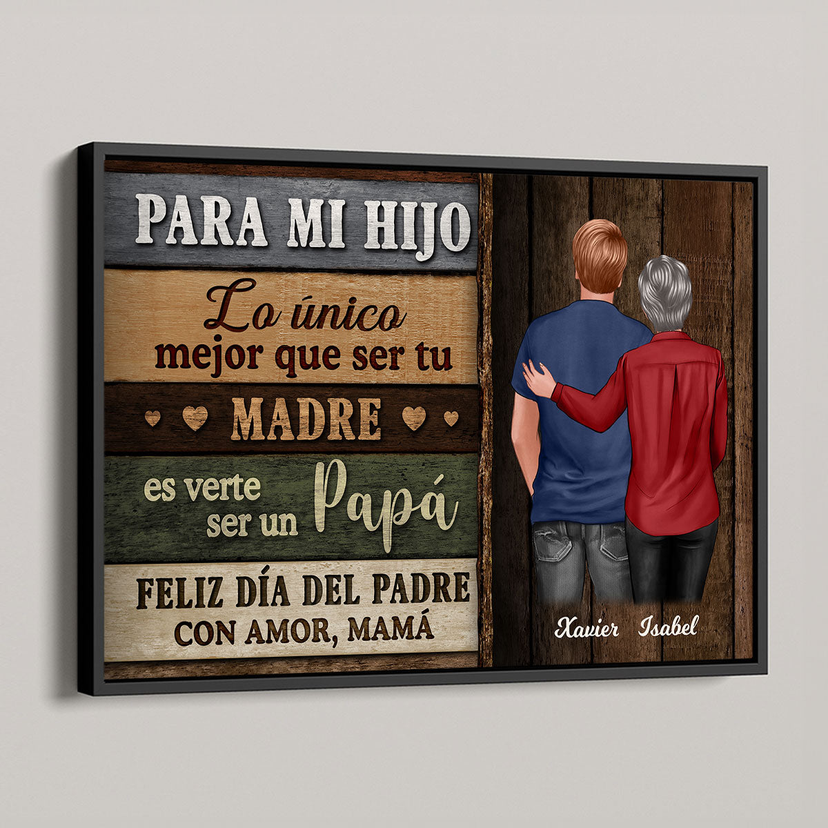 Colored Wood Pallets To My Son From Mom Happy Father's Day Spanish Personalized Poster