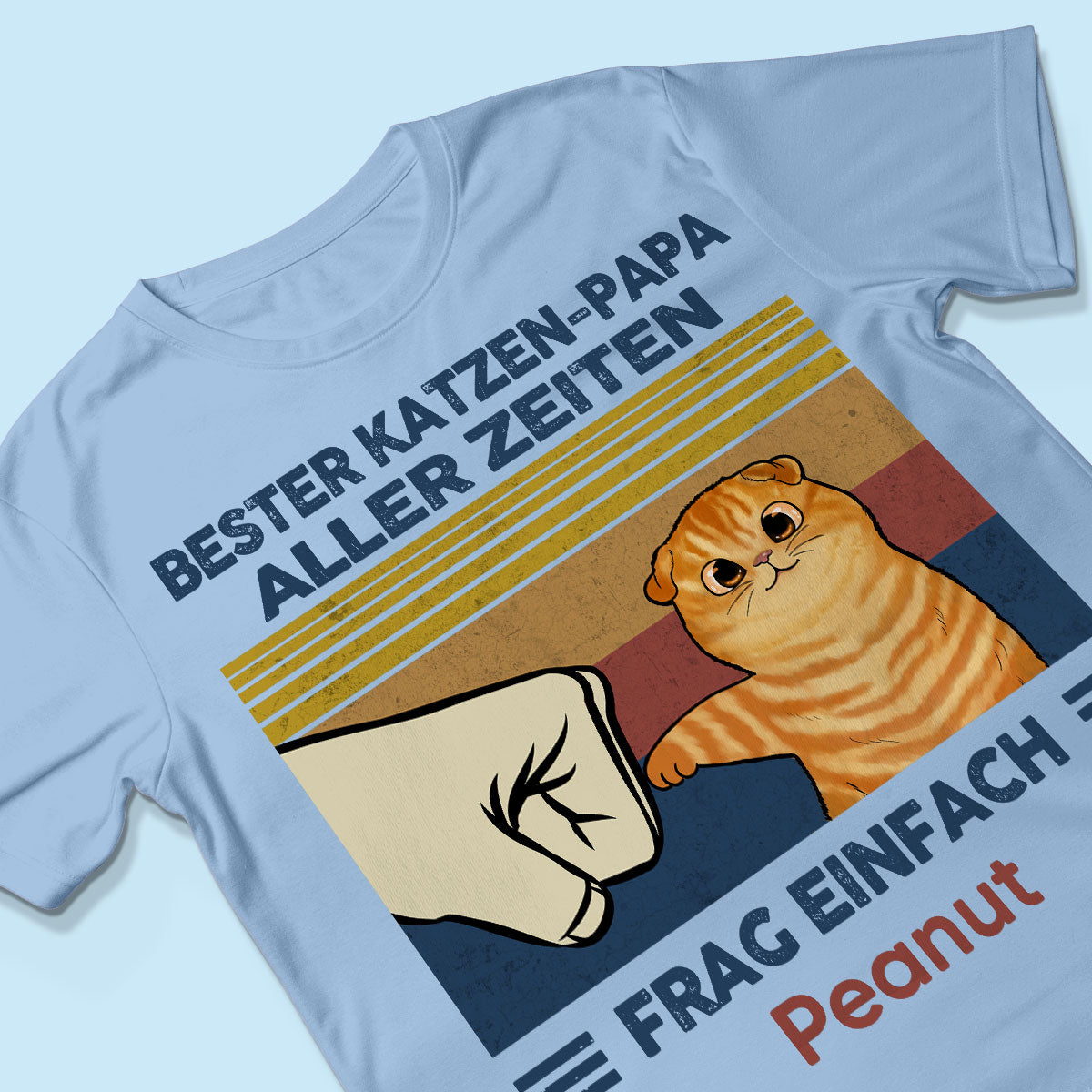 Perfektes Geschenk fr Katzenvter – Personalisiertes T-Shirt mit Katzen-Faustgru