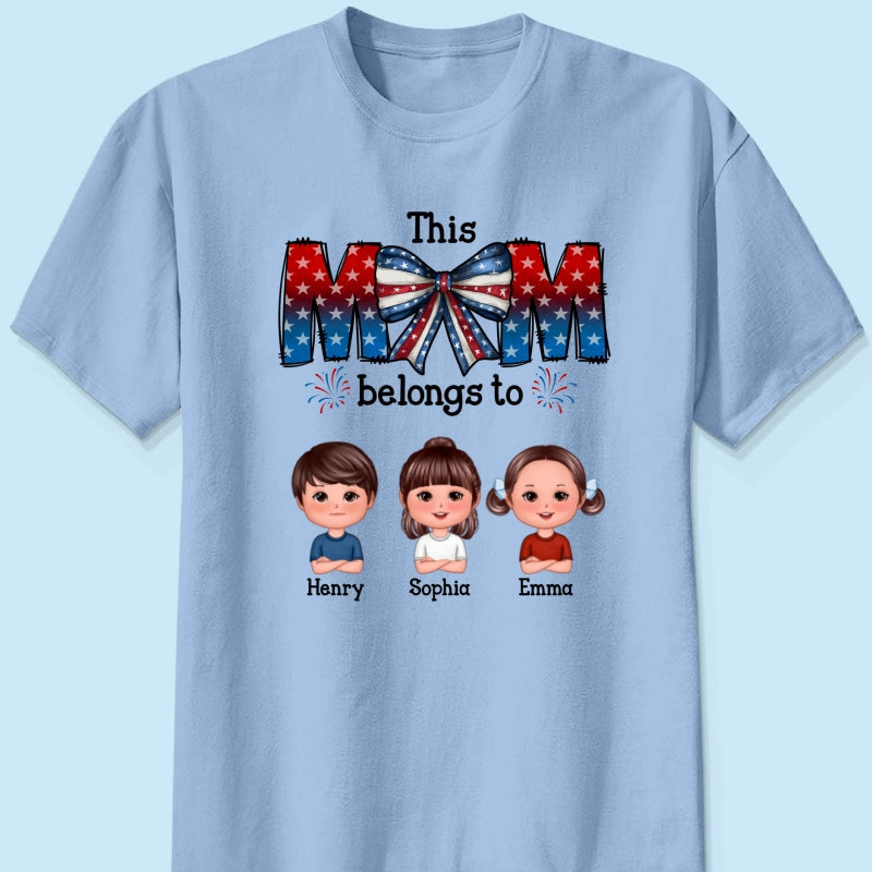 4th Of July Bow This Mom Belongs To Kids Personalized Shirt