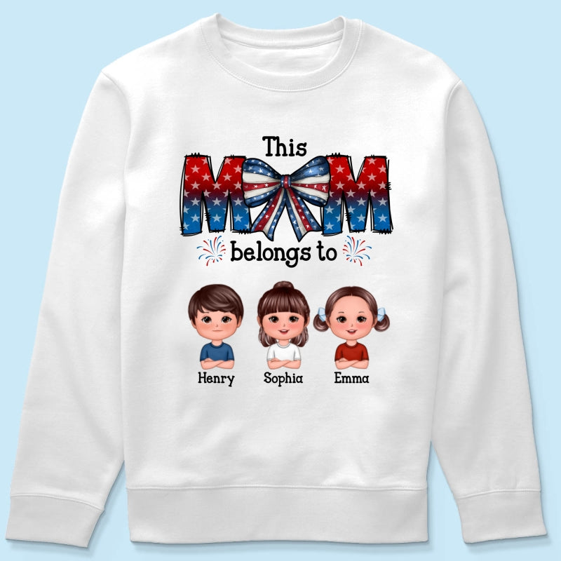 4th Of July Bow This Mom Belongs To Kids Personalized Shirt