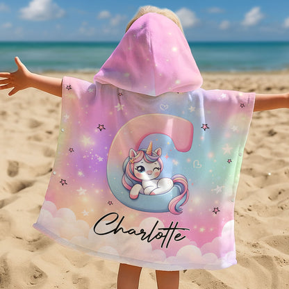 Unicorn Alphabet - Personalized Kids Hooded Towel