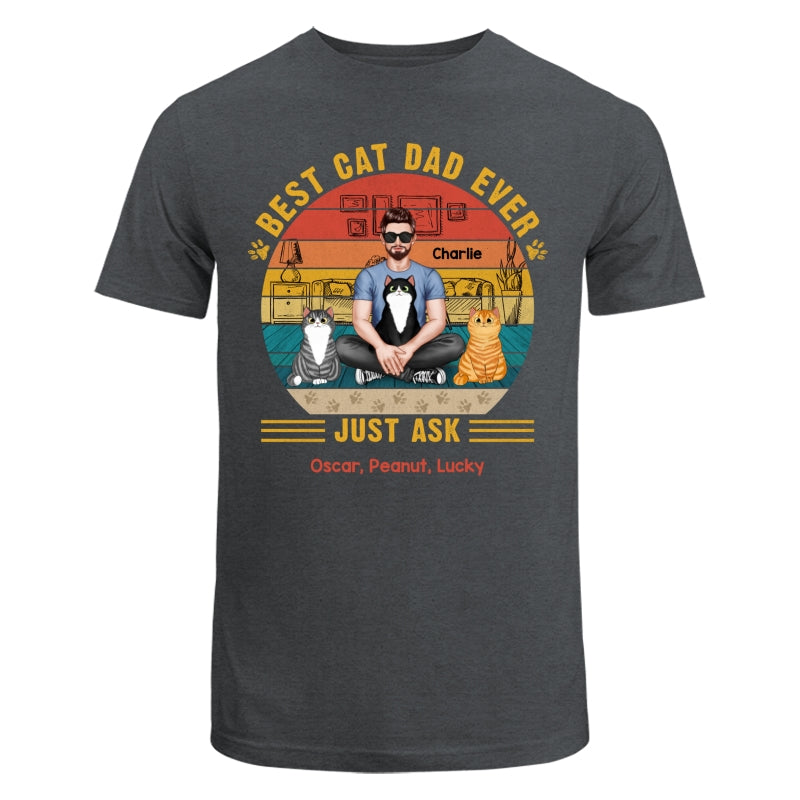 Best Cat Dad Ever Real Man Sitting With Fluffy Cats Personalized Shirt