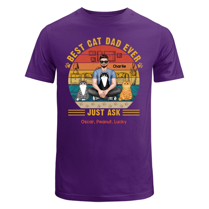 Best Cat Dad Ever Real Man Sitting With Fluffy Cats Personalized Shirt