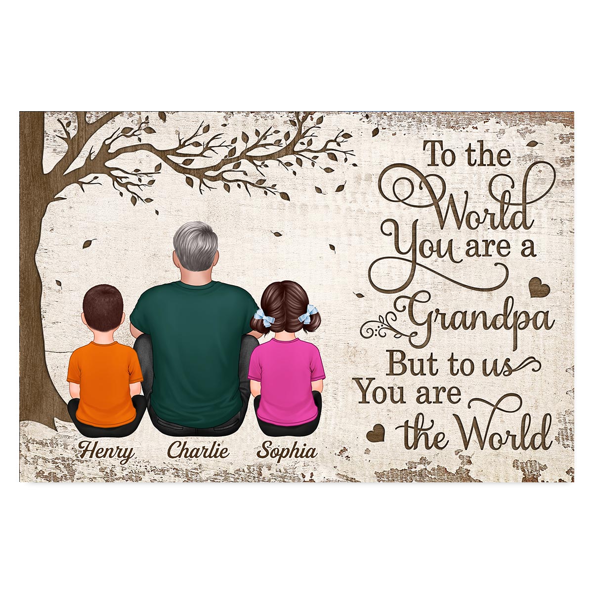 To The World You Are A Grandpa Personalized Horizontal Poster