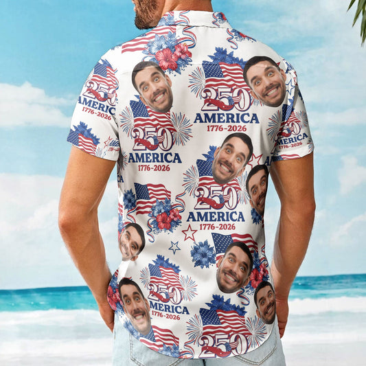 Usa 250th Anniversary Semiquincentennial Custom Photo - Personalized Hawaiian Shirt