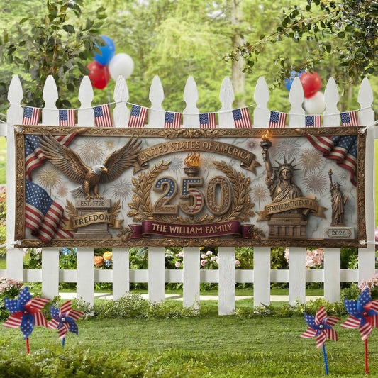 USA Semiquincentennial Decor Faux Pattern - Personalized Banner