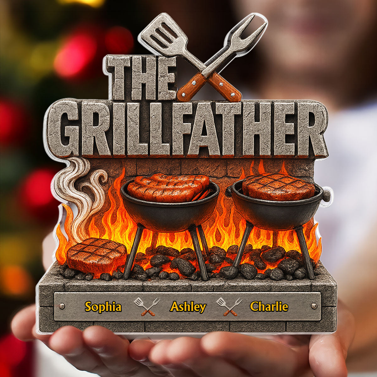 The Grillfather Personalized Custom Shaped Acrylic Block,  gift