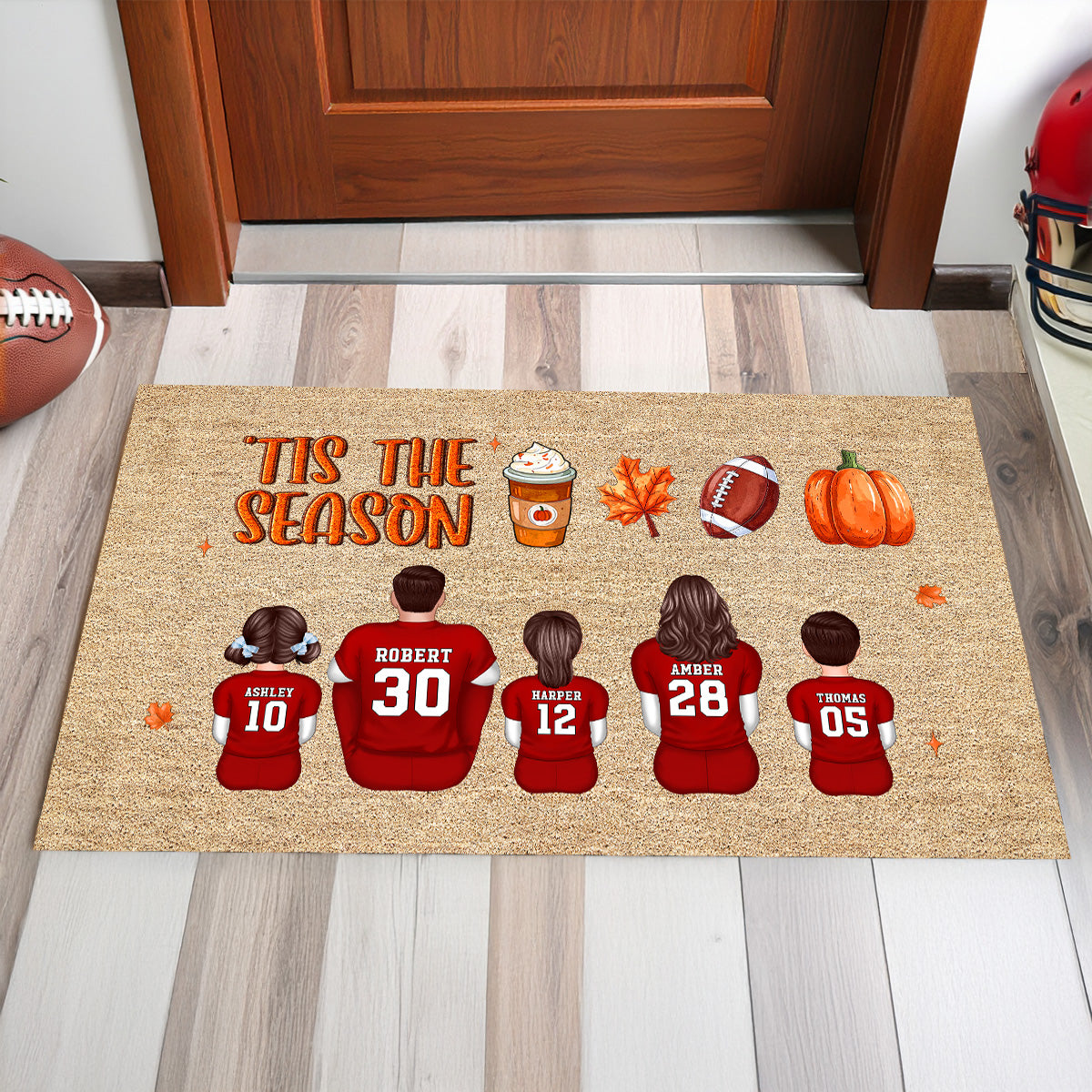 American Football Family Tis The Season Fall Vibe Personalized Doormat