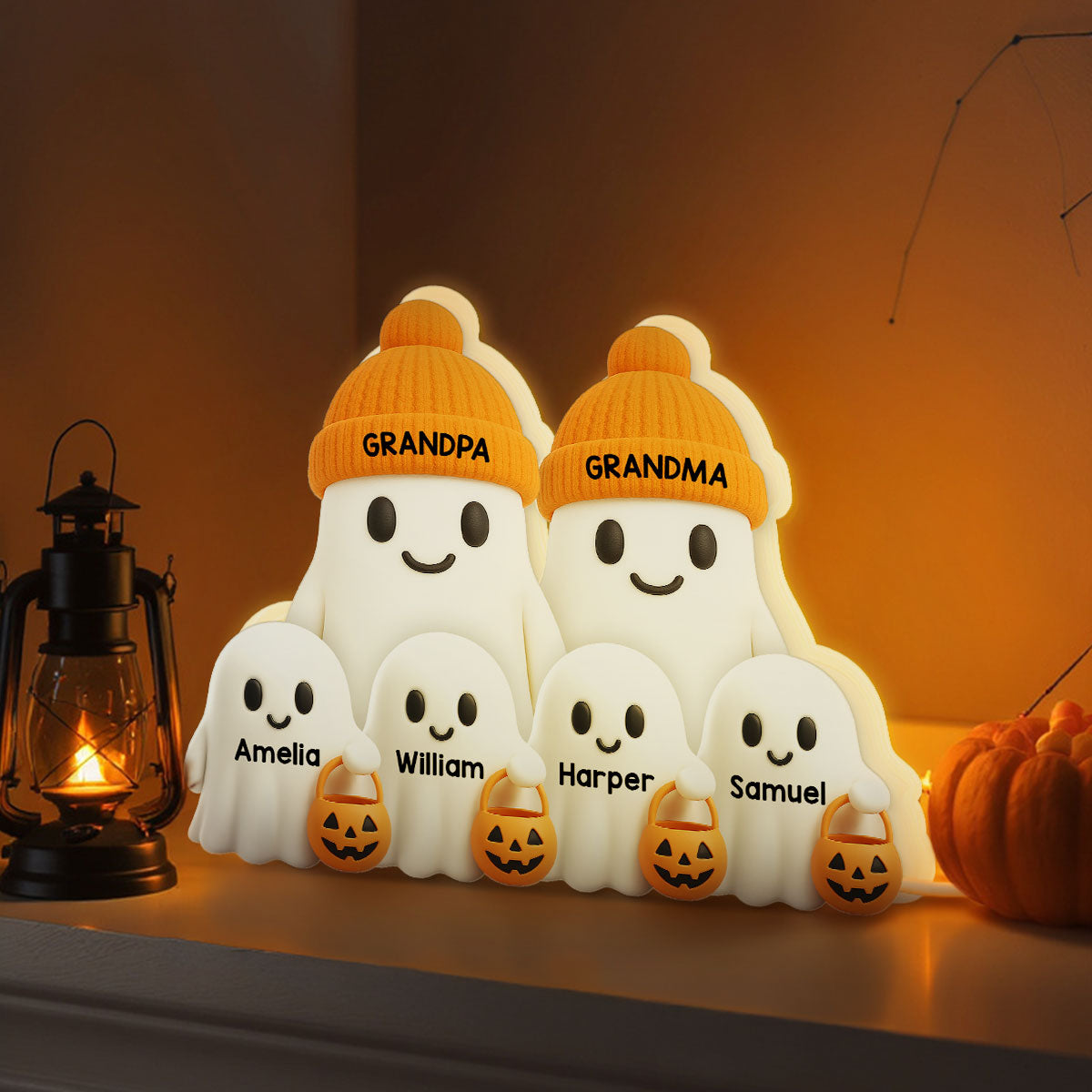 Grandma Grandpa Boo Crew Fall Halloween Decor - Personalized Light Box - Gift For Grandparents