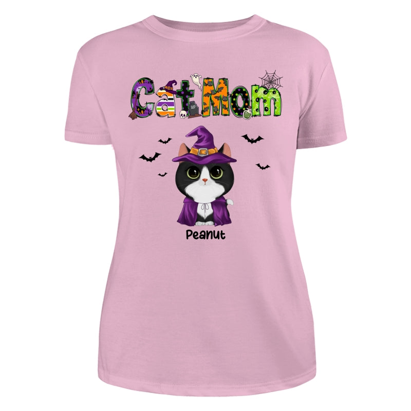 Halloween Watercolor Cute Cats Cat Mom Personalized Shirt