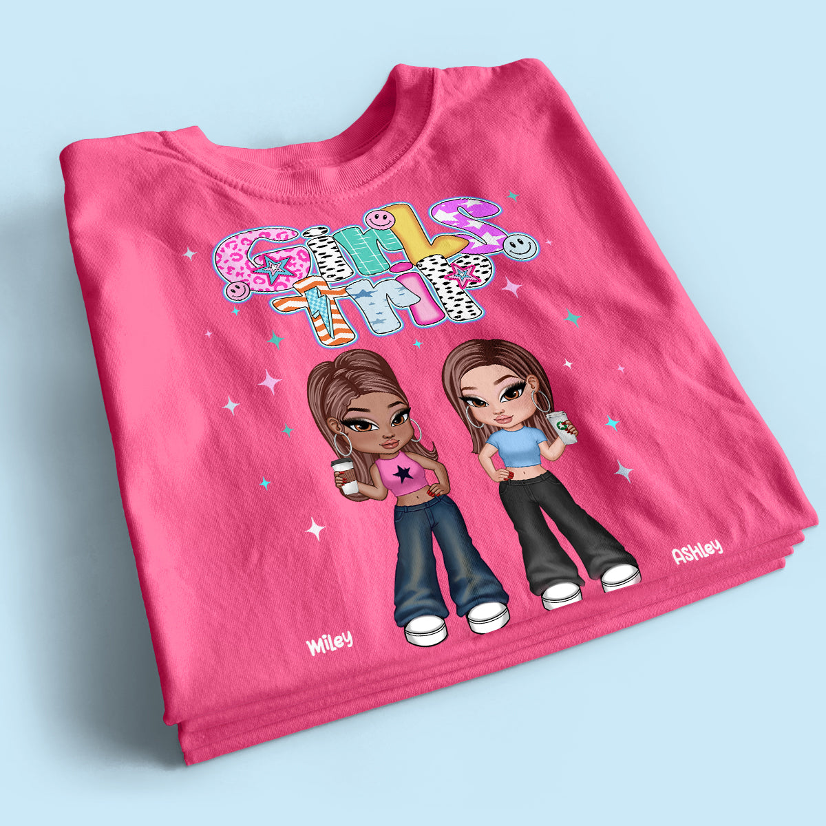 Colorful Preppy Style Y2K Besties Personalized Shirt