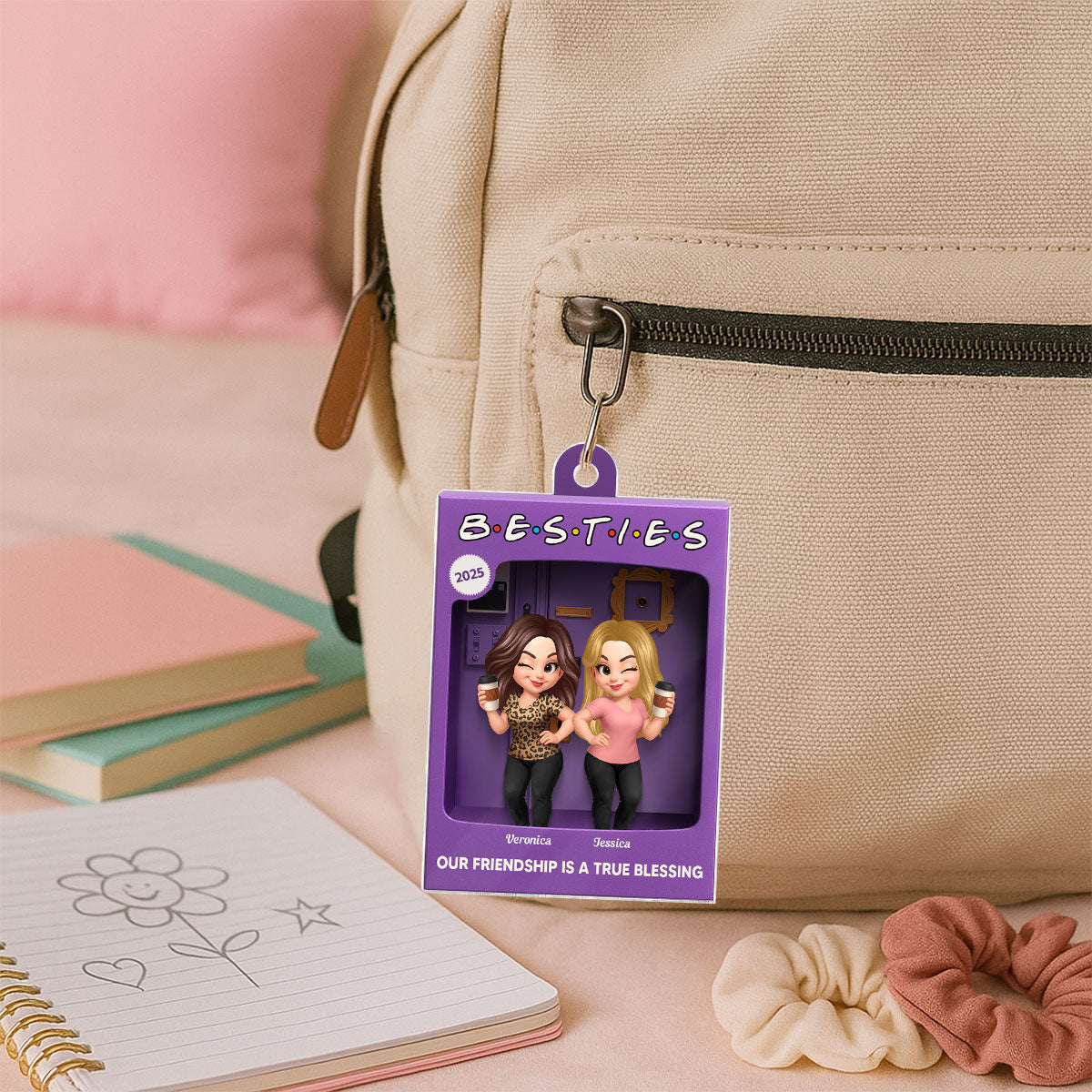 [BUY 1 GET 1 FREE] Besties Personalized Acrylic Ornament - Purple Toy Box Style Christmas Gift