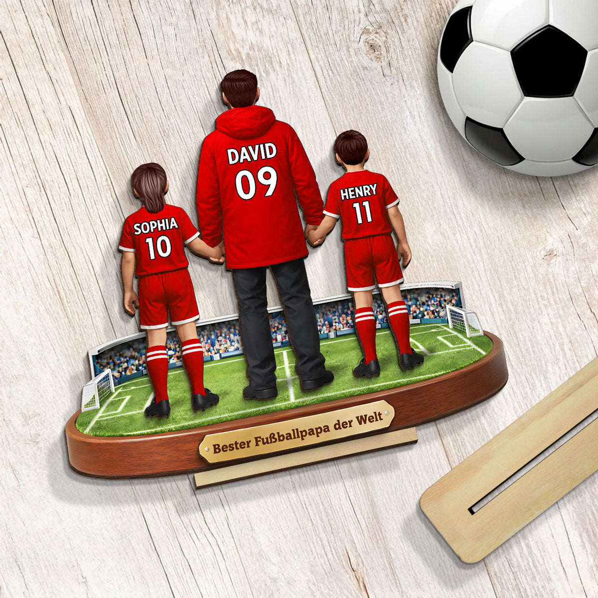Bester Fuballpapa der Welt - Personalisiertes 2-lagiges Holz-Aufsteller – Vatertagsgeschenk fr Fuballpapas, Geschenk fr Ehemnner