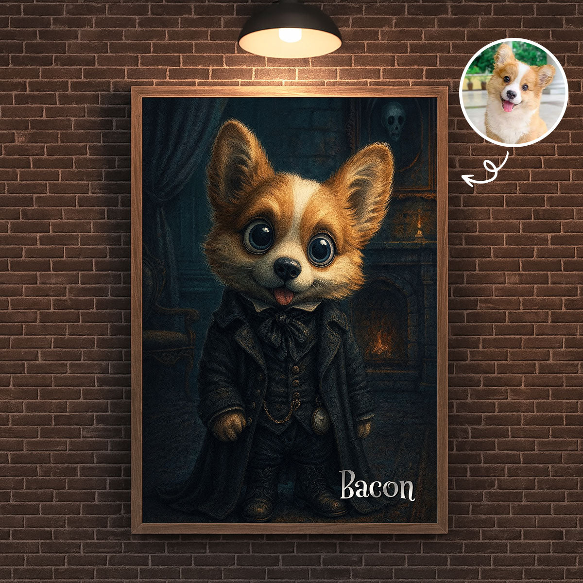 Custom Gothic Pet Portrait from Photo Personalized Poster, Halloween Decor, Gift for Pet Lovers