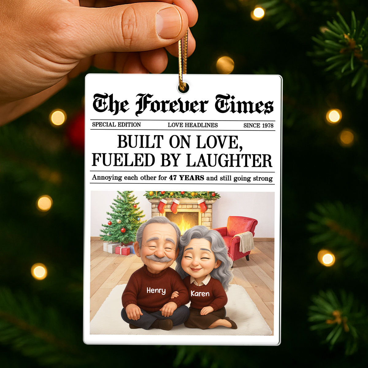 The Forever Times Couple Growing Old Together Personalized Acrylic Ornament - Christmas Gift for Husband, Wife