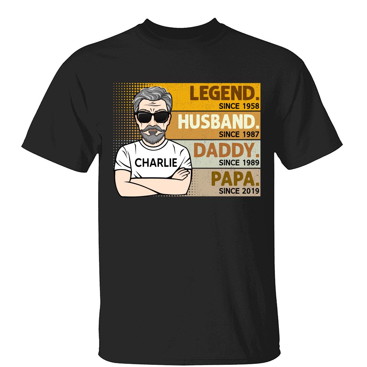 Retro The Legend Grandpa Gift For Grandpa Personalized Shirt