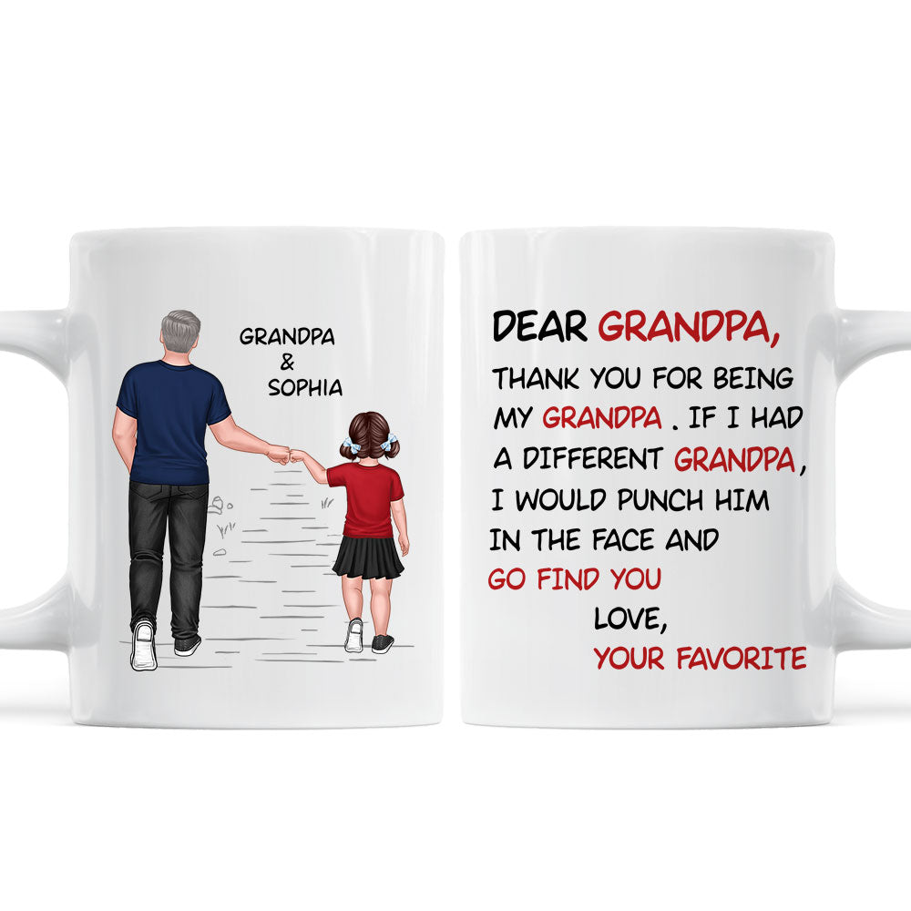 Dear Grandpa Thanks For Being My Grandpa Personalized Mug, Father's Day Gift For Grandpa