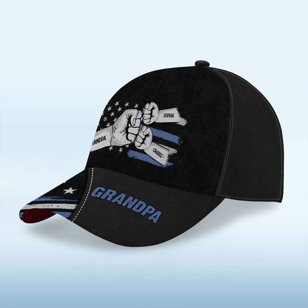 Dad Grandpa Fist Bump Nation Flag Personalized Classic Cap, Gift For Dad, For Grandpa, For Husband