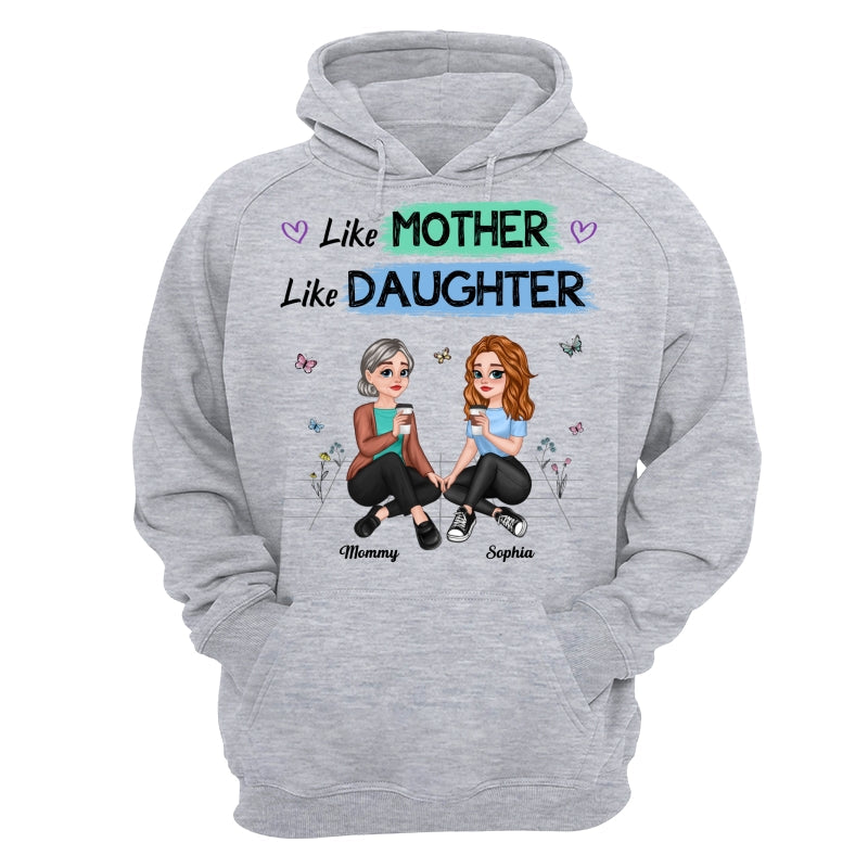 Like Mother Like Daughter Pretty Cartoon Mom Daughter Sitting Personalized Shirt